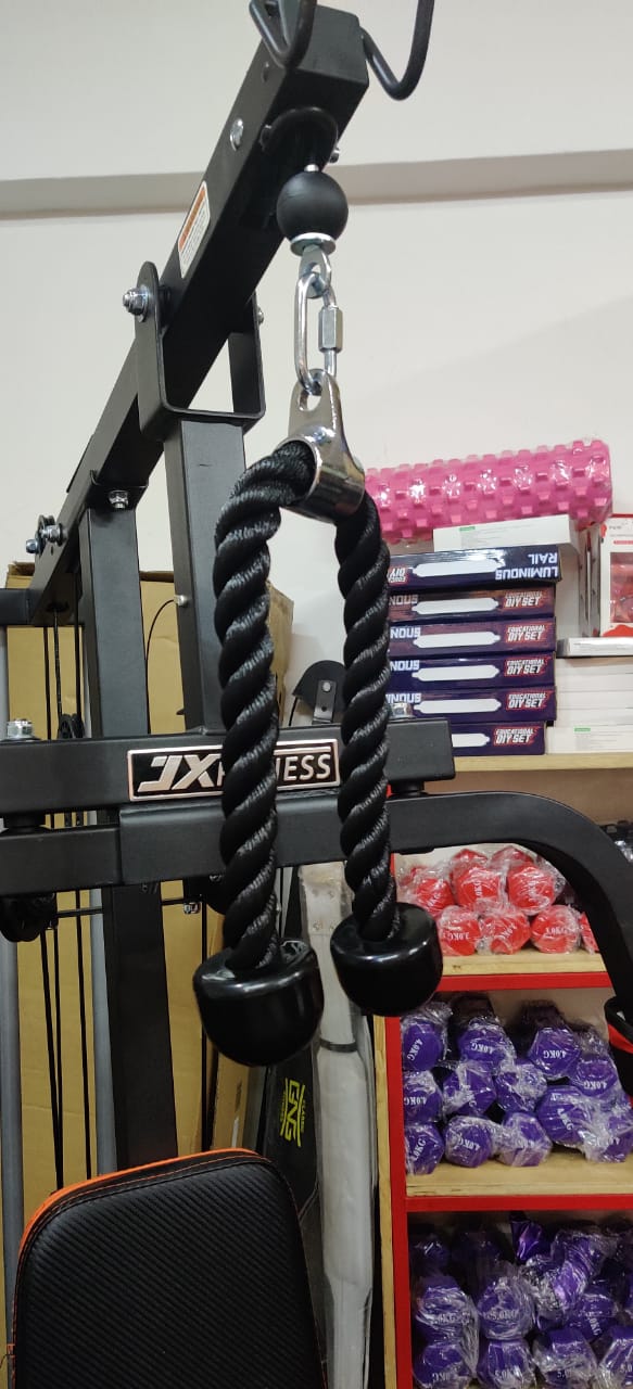 Multi gym tricep rope feature 