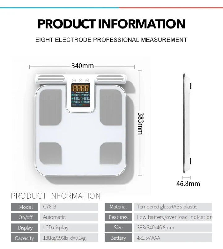 Body fat analyser scale weighing machine