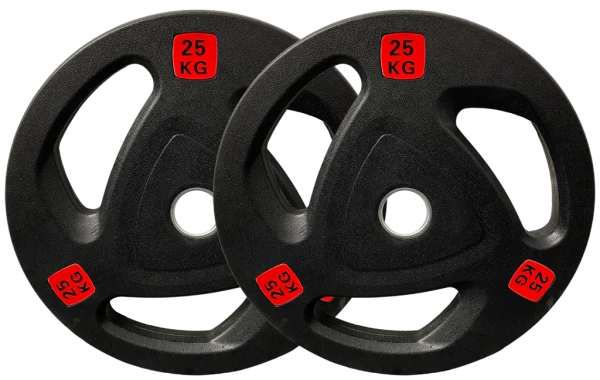 Olympic weight plates- Tri Grip Rubber coated 50mm hole - Image 4
