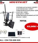 Mini Gym Set, WORKOUT BENCH + 56kg weights + 1.8M BAR + 1.2M BAR + FLOOR MAT