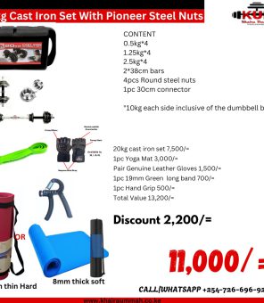 20kg Adjustable Dumbbells Set with1 Metre Straight Barbell